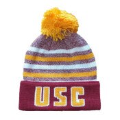 USC Trojans Cardinal and Gold Block Quarterback Custom Cuff Beanie